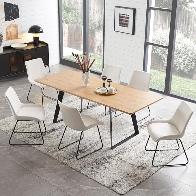 ZckyCine 51"-67" Expandable Modern Dining Table | Rectangular Solid Wood Extendable Design | Space-Saving Multifunctional Kitchen & Home Furniture for Small Spaces, Family Dining Rooms