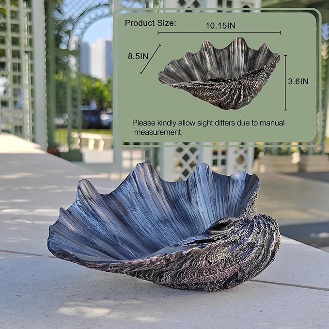 Medium Iron Black Scalloped Clam Shell Bowl Sea Shell Decor for Nautical Beach House,Coastal Decor Gift of Housewarming and Wedding Party