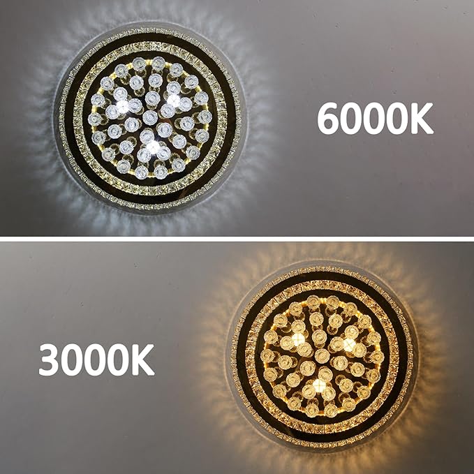 Modern Glam Crystal Chandelier Dining Room Bedroom Ceiling Lights Chandelier with Dimmable Bulbs Ceiling Lighting Fixture 23.6 Inches Gold Light