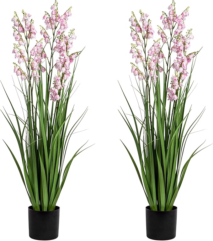 Fake Plants Home Decor Fake Flowers Artificial Plants Outdoor Tall Grass Plant Artificial Pampas Grass Decor Artificial Plants Indoor Fake Grass Living Room Decor Artificial Grass 36" 2PCS（Pink）