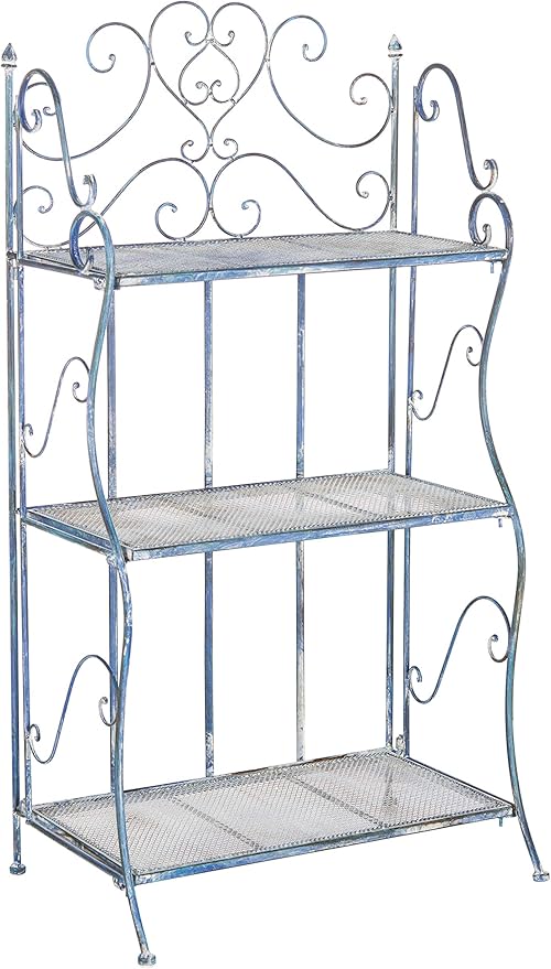 SAFAVIEH Outdoor Collection Torus Antique Blue 3-Tier Shelf (Fully Assembled)