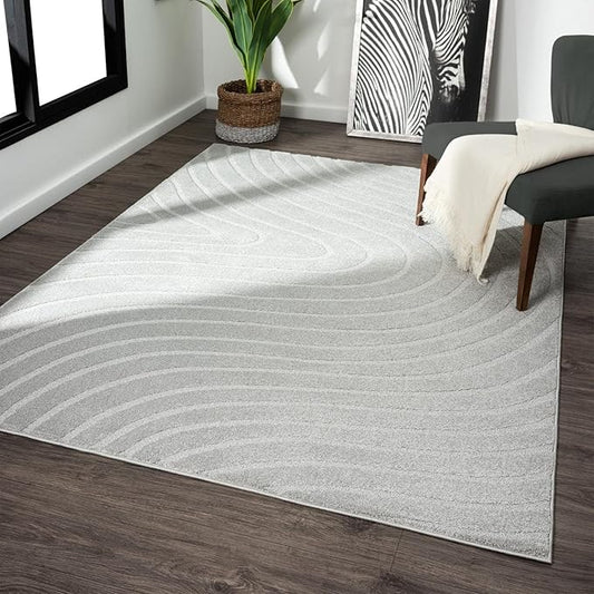 LUXE WEAVERS Modern Geometric Wave Gray 8x10 Area Rug