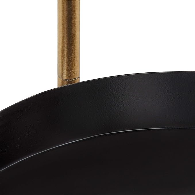 Kate and Laurel Finn Tri-Level Metal Plant Stand, Black and Gold, Decorative Hinged Tray Stand Display