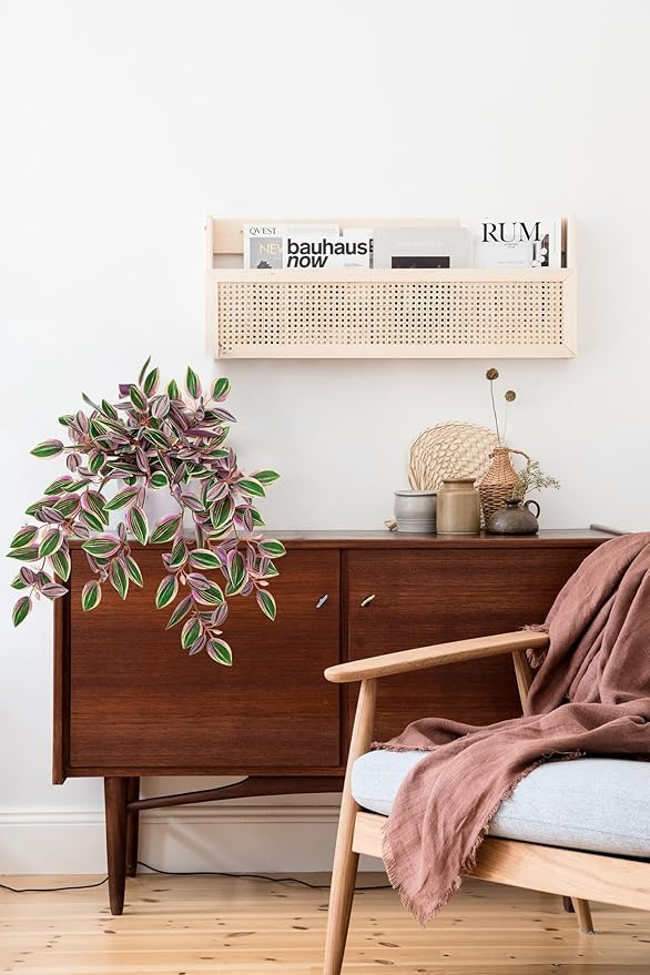 Briful Faux Plants Indoor Fake Potted House Plants Artificial Watermelon Peperomia Hanging Plant for Home Office Bedroom Aesthetic Shelf Kitchen Decoration(Pink - 1 Pack)