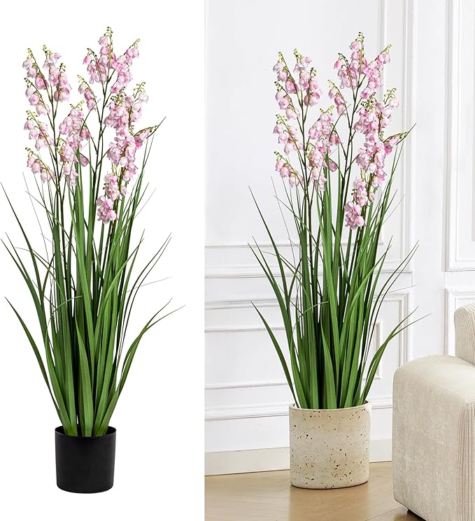 Fake Plants Home Decor Fake Flowers Artificial Plants Outdoor Tall Grass Plant Artificial Pampas Grass Decor Artificial Plants Indoor Fake Grass Living Room Decor Artificial Grass 36" 2PCS（Pink）