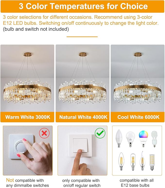 Round Crystal Chandeliers, D31.5 inch 16-Light Brass Gold Chandelier Lighting Fixture, Height Adjustable Pendant Ceiling Light for Living Room Dining Room Bedroom