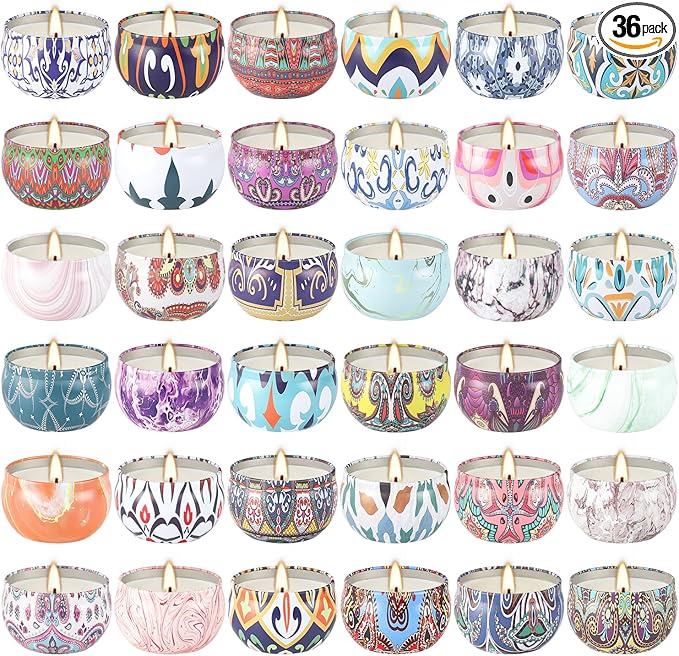 36 Pack Scented Candles Set for Home, Relaxing Stress Relief, Aromatherapy - Natural Soy Wax and Fragrance - Gifts for Women, Mom, Best Friend, Wife, Birthday