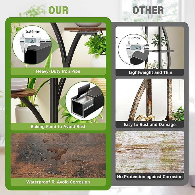 Plant Stand Indoor with Grow Lights, 8 Tier Tall Display Shelf for Cute Indoor Plants, 60" Tree-Shape Display Rack, Corner Plant Flower Pot Holder for Living Room, Patio, Balcony, Home Decor