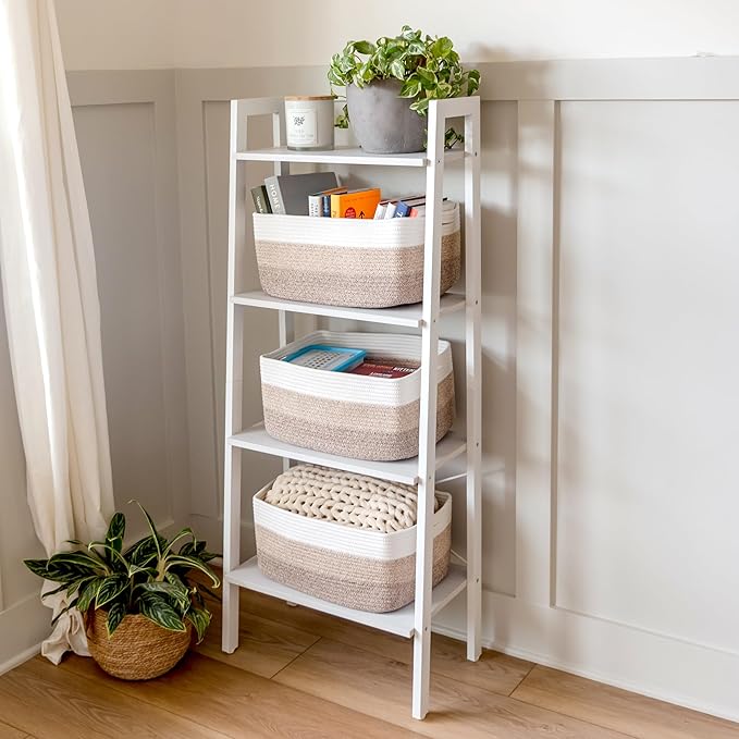 NaturalCozy Storage Baskets 16.8”x13”x7.6” Cotton Rope Woven Baskets for Organizing 3-Pack | Toy Storage Bins | Basket for Shelves, Laundry, Blanket, Clothes, Closet, Kitchen, Bathroom, Gifts