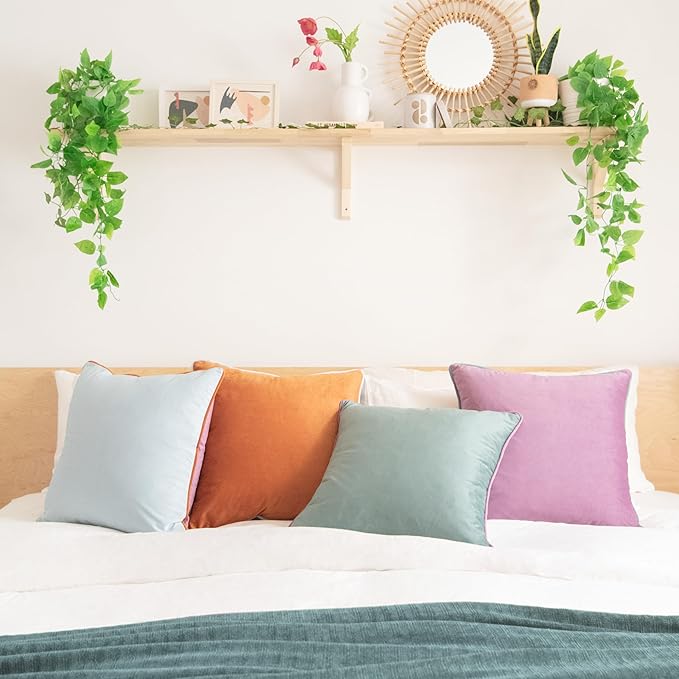 MONDAY MOOSE Decorative Throw Pillow Covers Cushion Cases, Set of 4 Soft Velvet Modern Double-Sided Designs, Mix and Match for Home Decor, Pillow Inserts Not Included (22x22 inch, Purple/Teal)