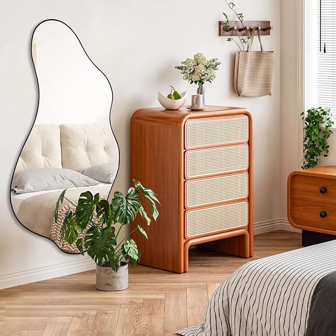 Irregular Wall Mirror, Large Asymmetrical Mirrors, 47.2"x21.6" Unique Shaped Mirrors, Modern Organic Mirror for Living Room Bathroom Bedroom Entryway Fireplace