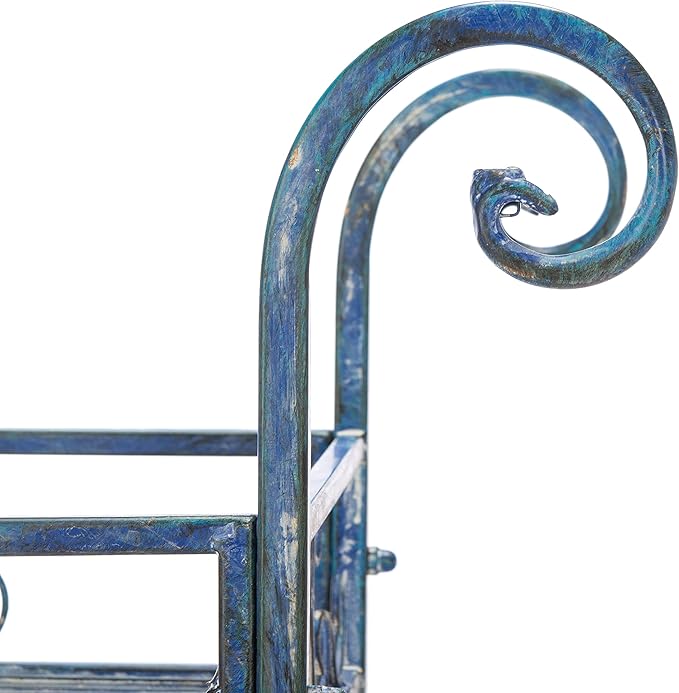 Safavieh PAT5006C-Outdoor Collection Noreen Victorian Antique 3-Tier Shelf, Mossy Blue