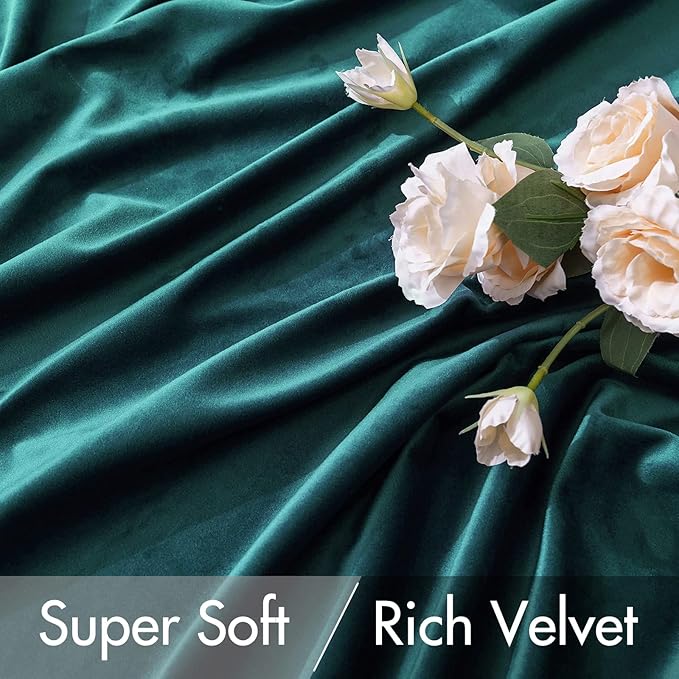 MIULEE Velvet Curtains 84 inches 2 Panels - Luxury Blackout Curtains for Bedroom Living Room Thermal Insulated Home Christmas Decor Super Soft Window Drapes Rod Pocket & Back Tab, Emerald Green