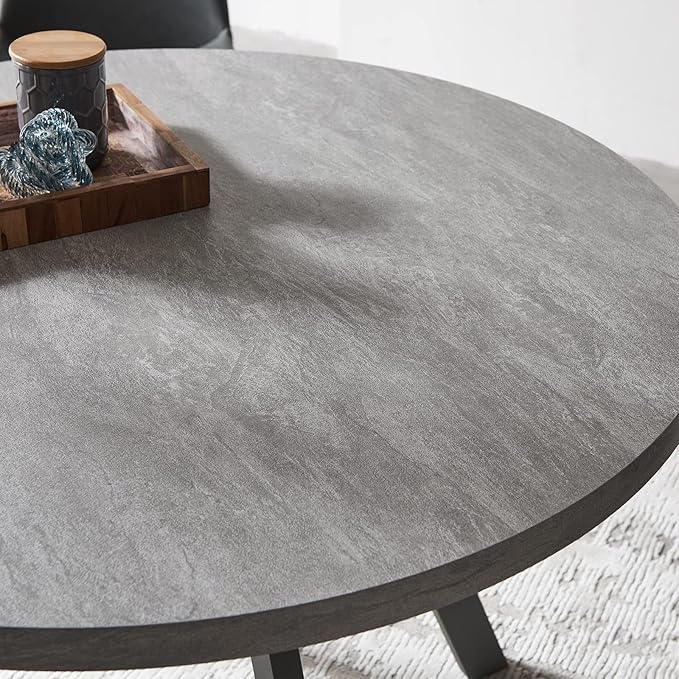 47" Round Dining Table Set, Mid Century Modern Round Dining Table for 4-6 Person, Steel Legs, Leisure Coffee Table for Kitchen Dining Room, Save Space