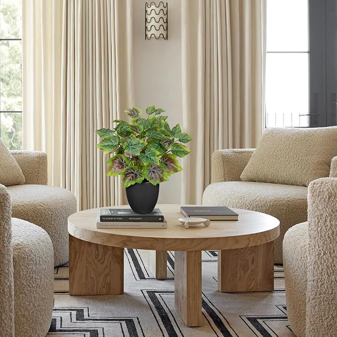 14.5" Artificial Plants Indoor Home Decor, Fake Potted Silk Plants for Shelves Living Room Decor, Small Artificial Office Desk Plants in Pots, Faux Grape Leaf Vine Hope Tropical House Plant Sets of 2