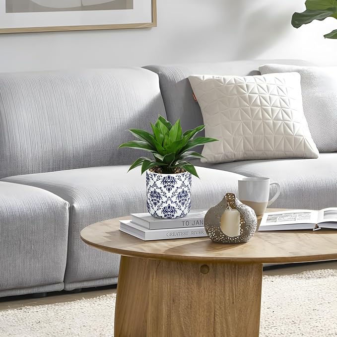 Briful Agave Plants Artificial Succulents Fake Plant in Blue Vase, 10.6'' Tall Realistic Faux Plant Indoor for Home Decor Living Room Kitchen Centerpiece Table