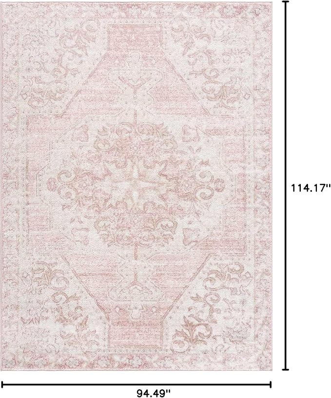 Blush & Light Pink Collection Snead Bohemian Oriental Medallion Large Area Rug - Traditional Floral Carpet for Living Room - Blush, Pale Pink, Cream - 7'10" x 9'6" (8x10 Area Rug)