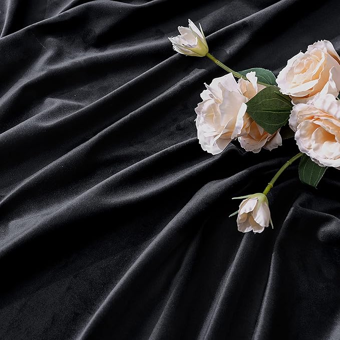 MIULEE Black Velvet Curtains 108 inches Long 2 Panels - Luxury Blackout Curtains for Bedroom Living Room Thermal Insulated Halloween Decorations Decor Super Soft Window Drapes Rod Pocket & Back Tab