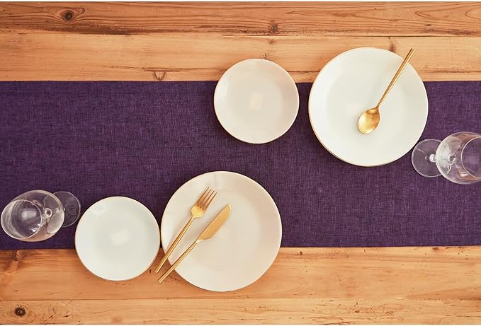 Solino Home Linen Grape Table Runner 108 Inches Long - Athena, 100% Pure Linen Dining Table Runner 14 x 108 Inch for Fall, Autumn, Halloween, Thanksgiving, Holiday