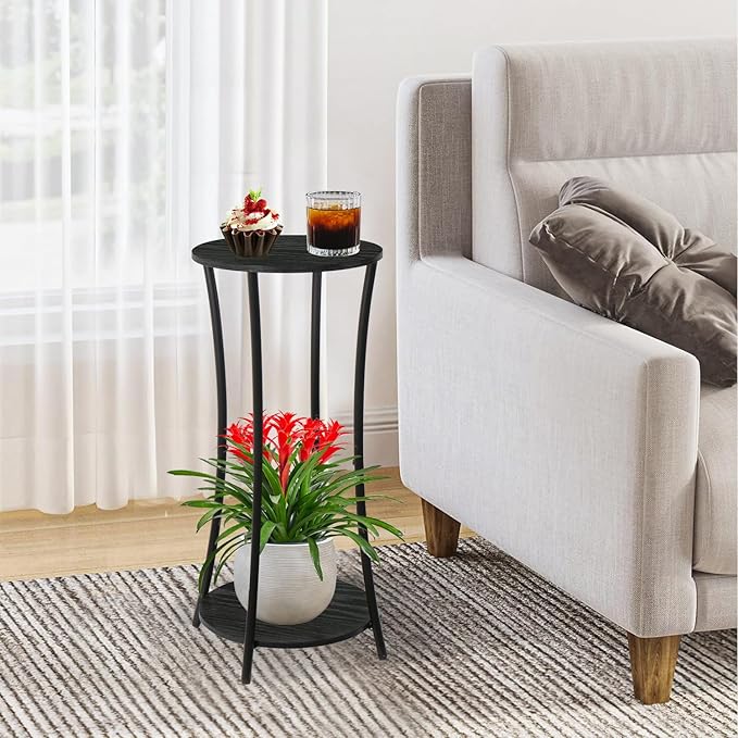 YINMIT Plant Stand Indoor,Round Potted Holder Rack,Flower Pot Stand Shelf,Round Supports Rack,Corner Plant Shelf for Balcony Garden Patio Living Room,Black