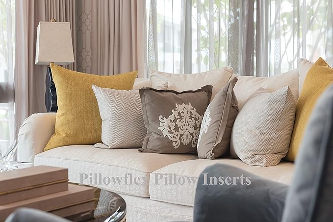 Pillowflex Synthetic Down Alternative Pillow Inserts for Shams - Comfy Pillows for Sleeping, Perfect Pillow & Best Sleeping Pillows, Handmade Down Alternative Throw Pillow Inserts - (21x27 Set of 2)