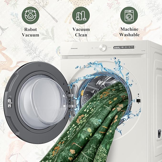 DUKINO 2x6 Rug for Hallway, Washable Kitchen Runner Rug with Non Slip Backing, Soft Low Pile Vintage Animal Runner for Bedroom, Kitchen, Hallway, Entryway, Laundry, Green