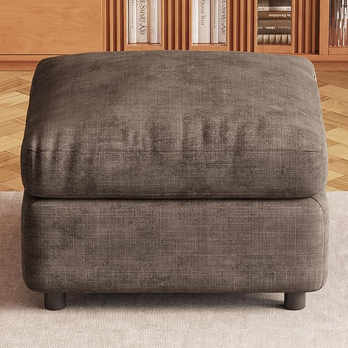 Brown Ottoman with Storage, Modular Footrest for Sofa Couch Sectional, Convertible Lounge Seat with Hidden Storage, Comfortable Sofa Accessory for Living Room Bedroom Apartment Spaces
