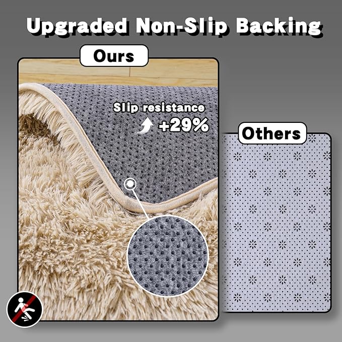 5x7 Area Rugs for Living Room, Fluffy Shaggy Rug Soft Carpets, Rugs for Bedroom Nursery Kids Room Dorm Home Decor Aesthetic, Light Tan