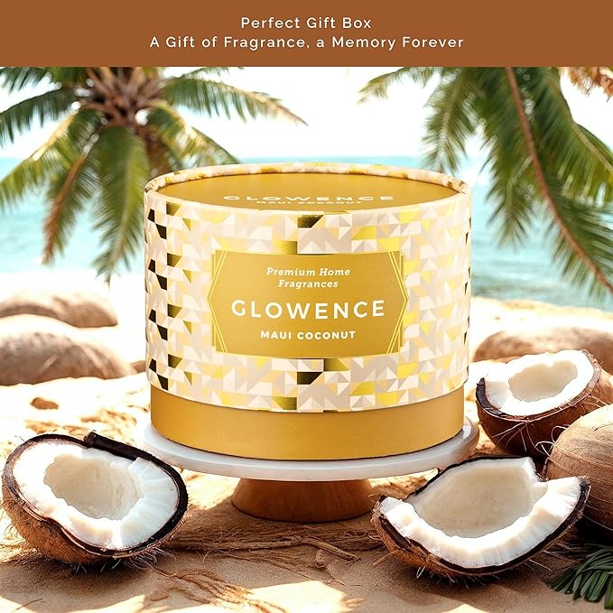 Coconut Scented Candle - 100% Natural Soy Wax - Large 3 Wick Jar Candle - Up to 40 Hours Burning Time - Aromatherapy Candles for Home - Housewarming Gift for Women and Men