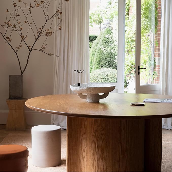 Decorative Tray | Earth interior accessories by Marie Michielssen | Paper Mache Table Decor and Food Display | Round Home and Kitchen Organization | Hosting Essentials | White Trays for eating