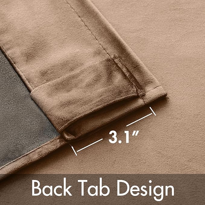 MIULEE Blush Beige Velvet Curtains 96 inches - Luxury Blackout Curtains for Bedroom Living Room Thermal Insulated Super Soft Window Drapes Rod Pocket & Back Tab, W52 x L96 inches, 2 Panels