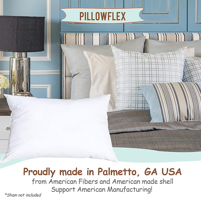 Pillowflex Synthetic Down Pillow Insert - 12x16 Down Alternative Pillow, Ultra Soft, Small Rectangle Lumbar, Travel, Neck, Sleeping Pillow - 1 Decorative Pillow Form