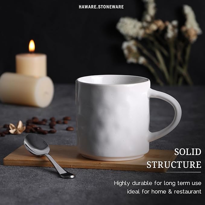 HaWare Dinnerware Sets, 16-Piece Stoneware Plates and Bowls Set, Elegant Ceramic Dish Set for 4, Chip and Scratch Resistant, Microwave and Dishwasher Safe, Speckled White