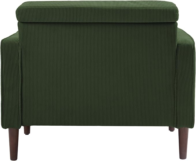 UIXE Accent Chair, Corduroy Fabric Upholstered Armchair for Living Room, Comfy Arm Chair Single Sofa Bedroom Reading Seat with Solid Wood Legs - Green
