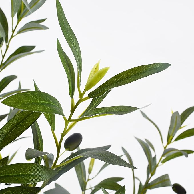7.8ft (93”) Artificial Olive Tree, Tall Fake Olive Plant with Basket, Indoor Outdoor Faux Olive Silk Tree for Home Livingroom Office Floor Decor (Natural Green Leaves)