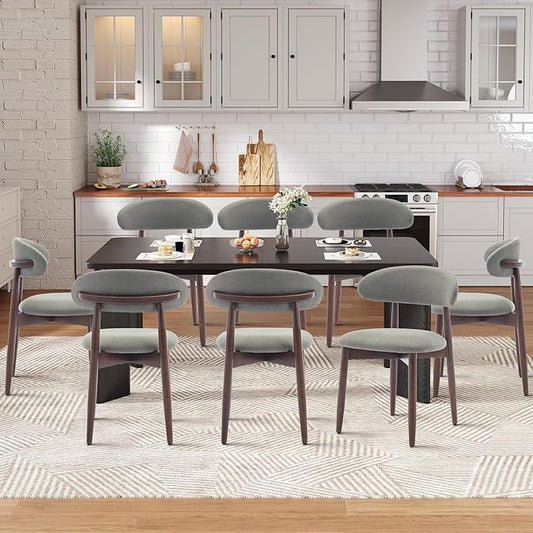 9-Piece Rectangular Dining Table Set for 8, 63" Industrial Kitchen Table with 8 Wooden Upholstered Dinner Chairs for Dining Room, Kitchen, Living Room, Black+Green