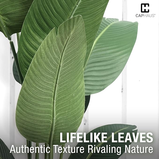 CAPHAUS 5 Feet Artificial Bird of Paradise, 60 Inch with 10 Trunks, Premium UV Resistant Lifelike Fake Plant in Pot with Dried Moss for Office, Indoor/Outdoor Use & Tropical Home Décor