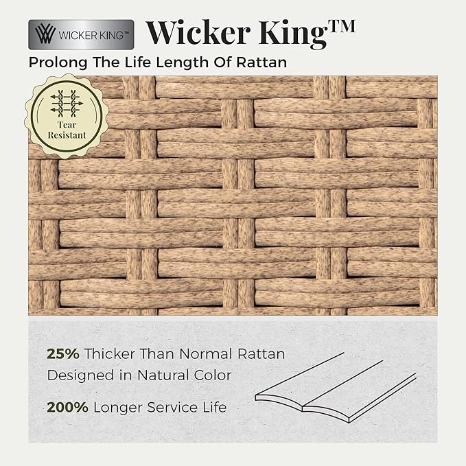 Patio Furniture Set 4 pcs, Wicker Outdoor Patio Furniture, 3-Seat Sofa, 2 Single Chairs and Coffee Table, Rattan Patio Conversation Set for Backyard Deck, Grey