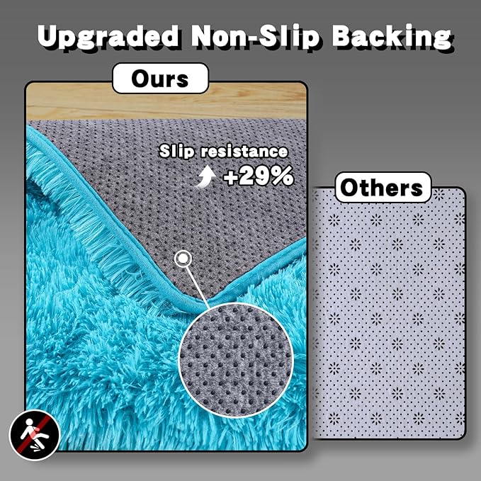 6x9 Area Rugs for Living Room, Fluffy Shaggy Rug Soft Carpets, Rugs for Bedroom Nursery Kids Room Dorm Home Decor Aesthetic, Teal Blue