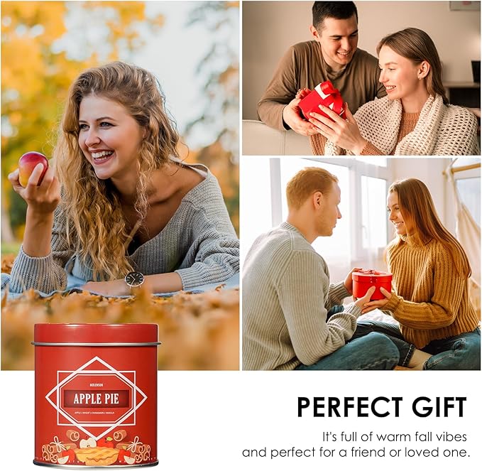 Apple Pie Fall Scented Candle – 9 oz Soy Wax in Travel-Friendly Reusable Tin, Non-Toxic & Clean Burning, 50-Hour Burn – Cozy Autumn Fragrance, Holiday Gift & Fall Decor for Women & Men