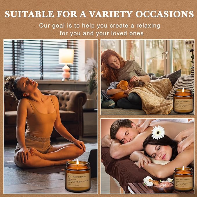12 Pack Aromatherapy Candles for Home Scented, Aromatherapy Jar Candle Gifts for Women, Natural Soy Wax Amber Candle Set, Scented Candles Set for Birthday Valentine Birthday Day Present