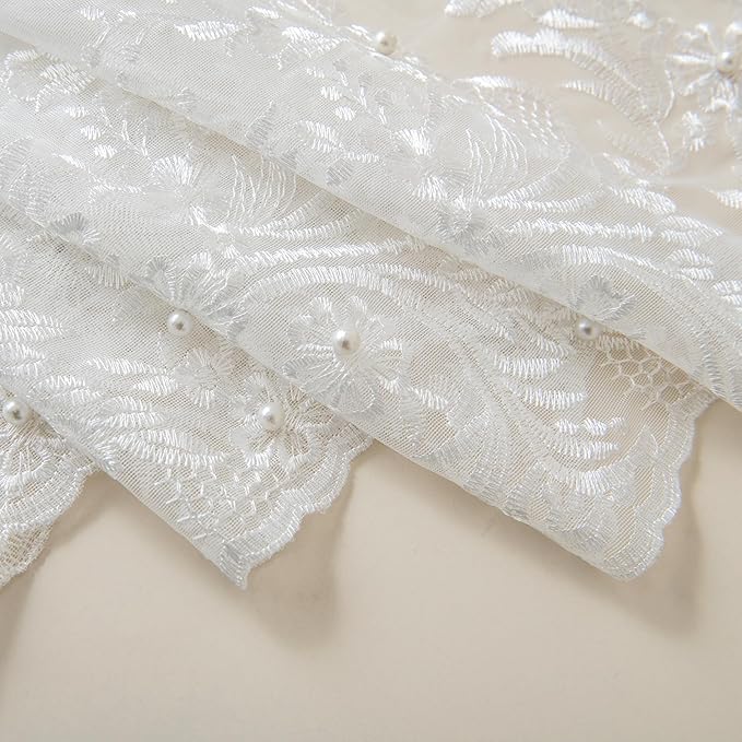 VISIONTEX White Sheer Voile Curtains, Decorative White Embossed Butterflies Rod Pocket Window Drapes for Home Kitchen, Living Room and Bedroom 54 x 63 Inch, Set of 2 Curtain Panels