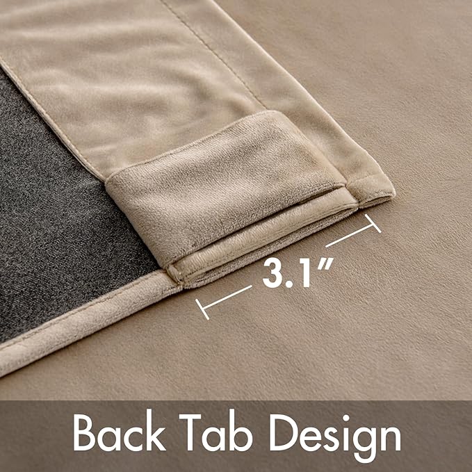 MIULEE Velvet Curtains 108 inches Long 2 Panels - Luxury Blackout Curtains for Bedroom Living Room Thermal Insulated Super Soft Window Drapes Rod Pocket & Back Tab, Camel Beige