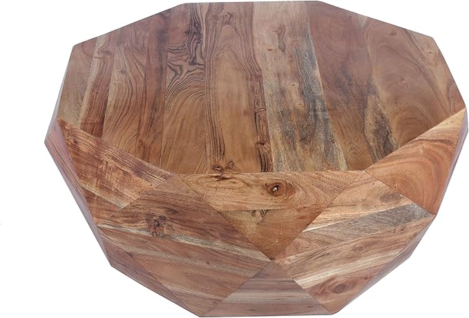 The Urban Port 33-Inch Diamond Shape Acacia Wood Coffee Table with Smooth Top, Natural Brown