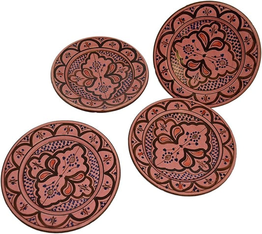 Moroccan Ceramic Plates Handmade Appetizer Tapas Serving Set of Four