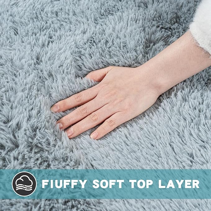 5x7 Area Rugs for Living Room, Grey Fluffy Shaggy Rug Soft Carpets, Rugs for Bedroom Nursery Kids Room Dorm Home Decor Aesthetic