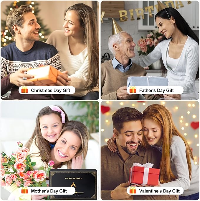 8 Pack Scented Candles for Home, Scented Candles Gifts Set for Men, Smoke-Free Strong Fragrance Long Lasting, Aromatherapy Candles for Women Men, Christmas Day Gifts