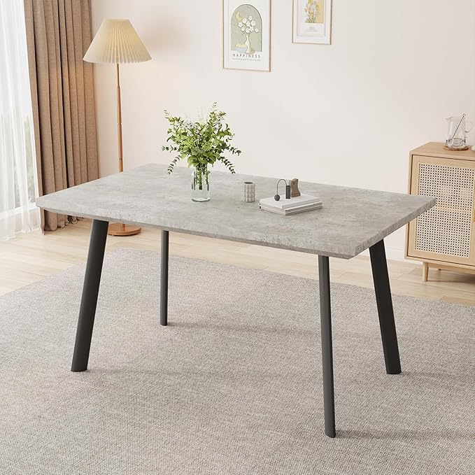 ZckyCine 46.5" Modern Grey Dining Table Set for Small Spaces, 5-Piece Set with Rectangular Table Compact, Sturdy & Easy to Assemble (Table, 46.5")
