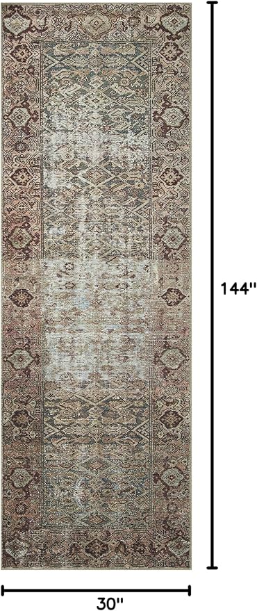 Loloi Amber Lewis Georgie Collection GER-07 Moss/Salmon 2'-6" x 12'-0", .19" Pile Height, Runner Rug