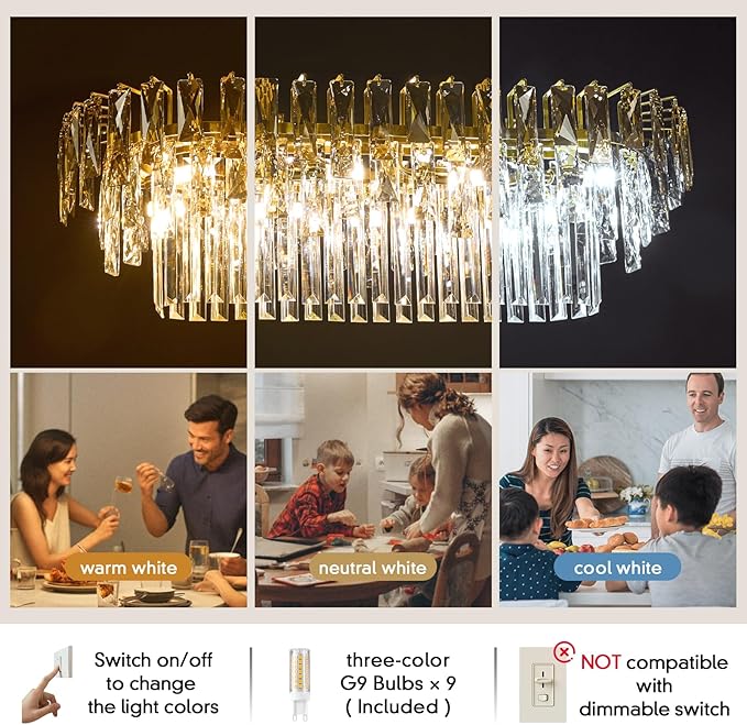 Rectangular Crystal Chandelier for Dining Room - L31.5'' Modern Gold Long Linear Chandelie,Luxury 3 Tier Raindrop K9 Crystals Oval Chandeliers for Living Room,Pendant Ceiling Light for Kitchen Island